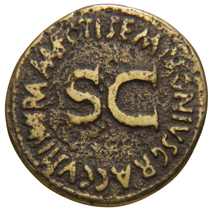 RIC I (second edition) Augustus 348 Augustus reverse, Legend surrounding S C
