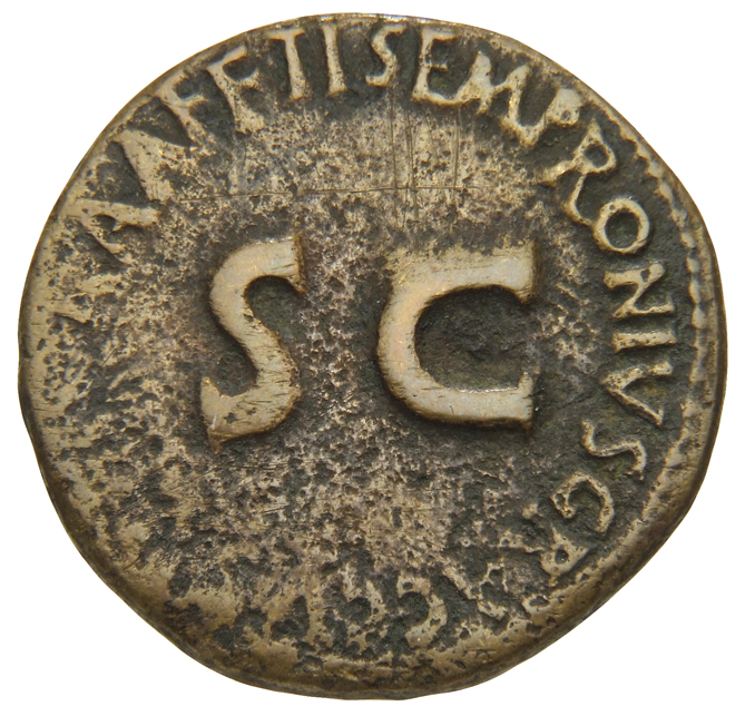 RIC I (second edition) Augustus 349 Augustus reverse, Legend surrounding S C