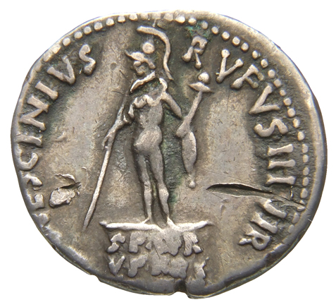 RIC I (second edition) Augustus 352 Augustus reverse — Mars, helmeted and cloaked, standing left, holding spear in right h...