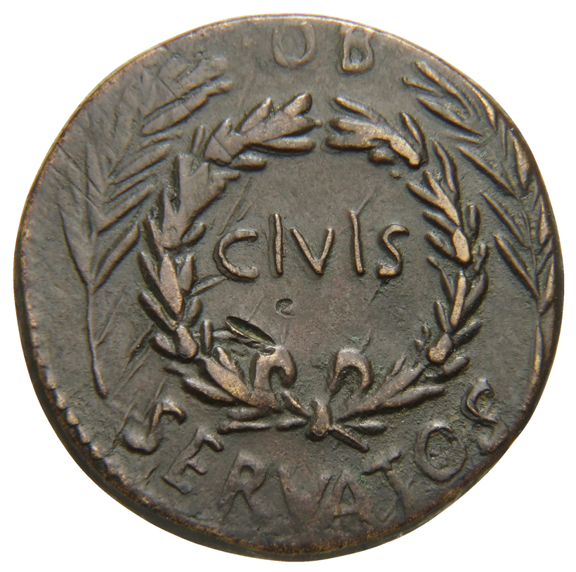 RIC I (second edition) Augustus 370 Augustus obverse, oak-wreath between two laurel branches