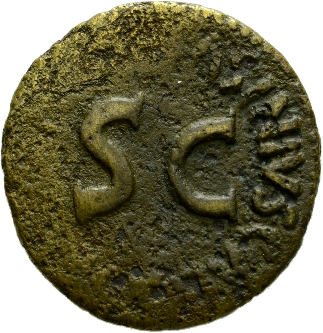 RIC I (second edition) Augustus 371 Augustus reverse, Legend surrounding S C