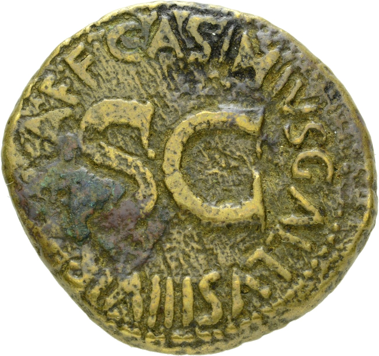 RIC I (second edition) Augustus 372 Augustus reverse, Legend surrounding S C