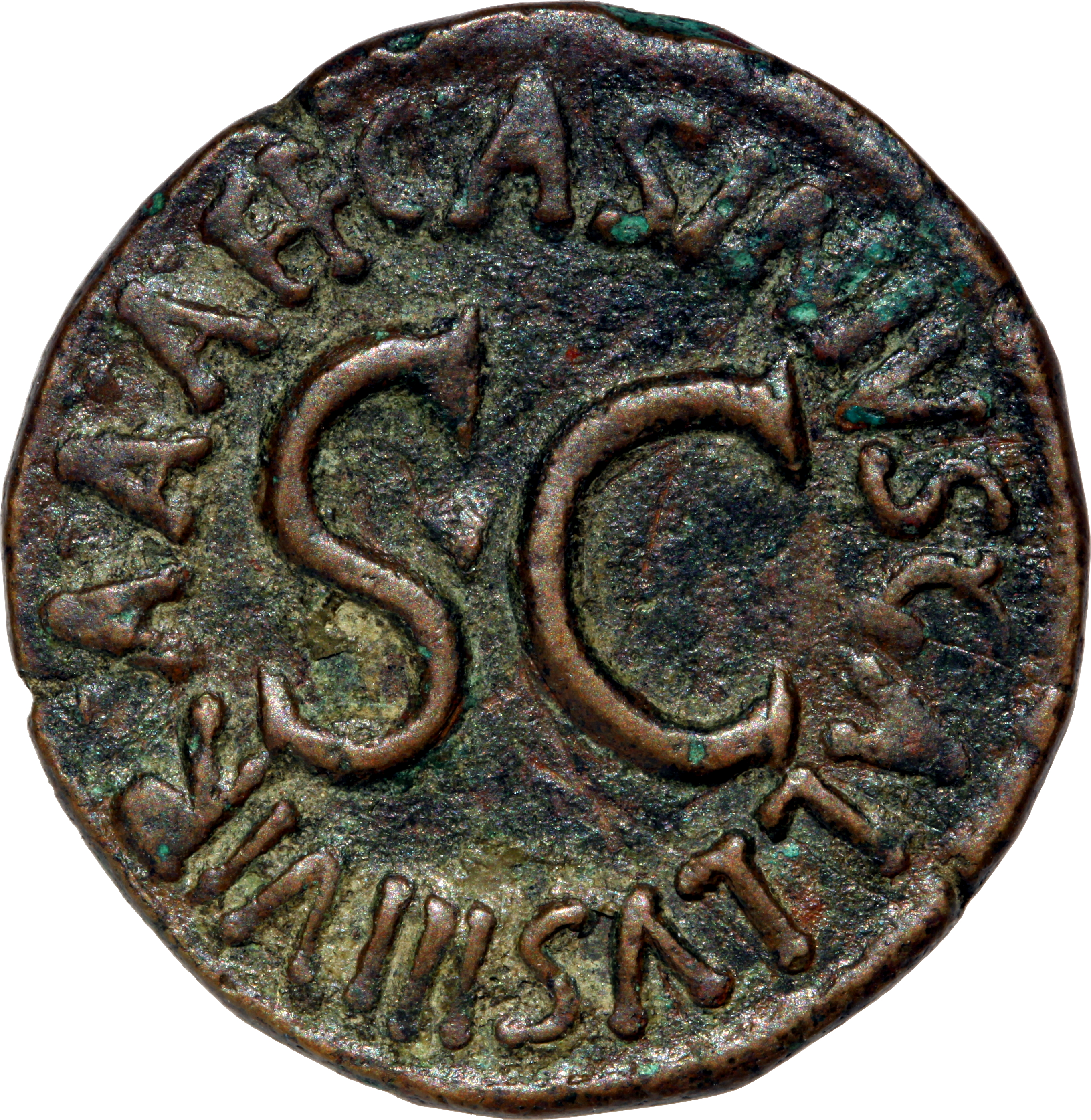 RIC I (second edition) Augustus 373 Augustus reverse — Legend surrounding S C
