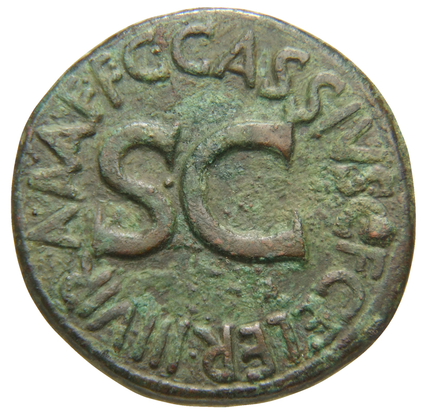 RIC I (second edition) Augustus 374 Augustus reverse, Legend surrounding S C