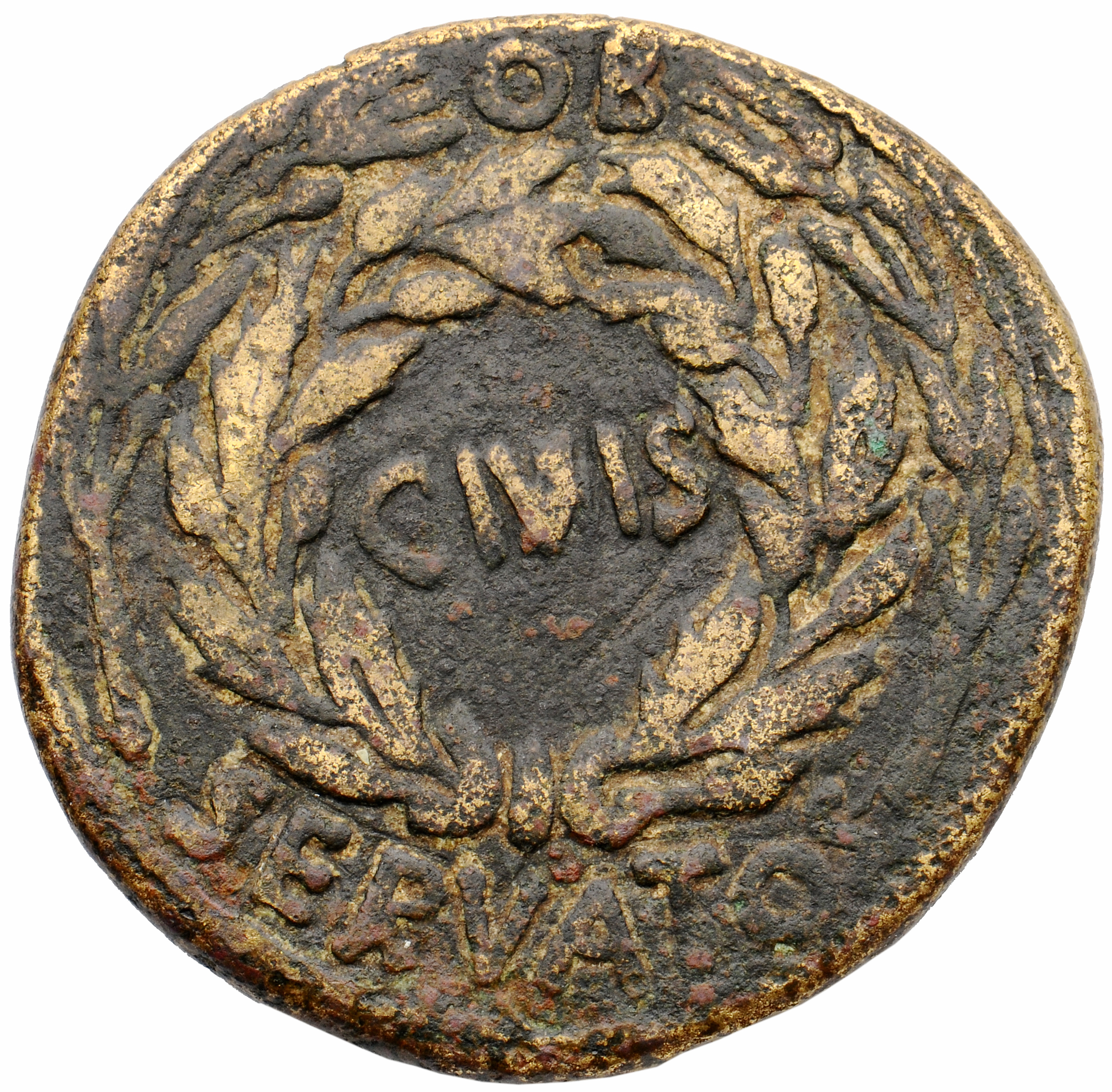 RIC I (second edition) Augustus 374 Augustus reverse — Legend surrounding S C