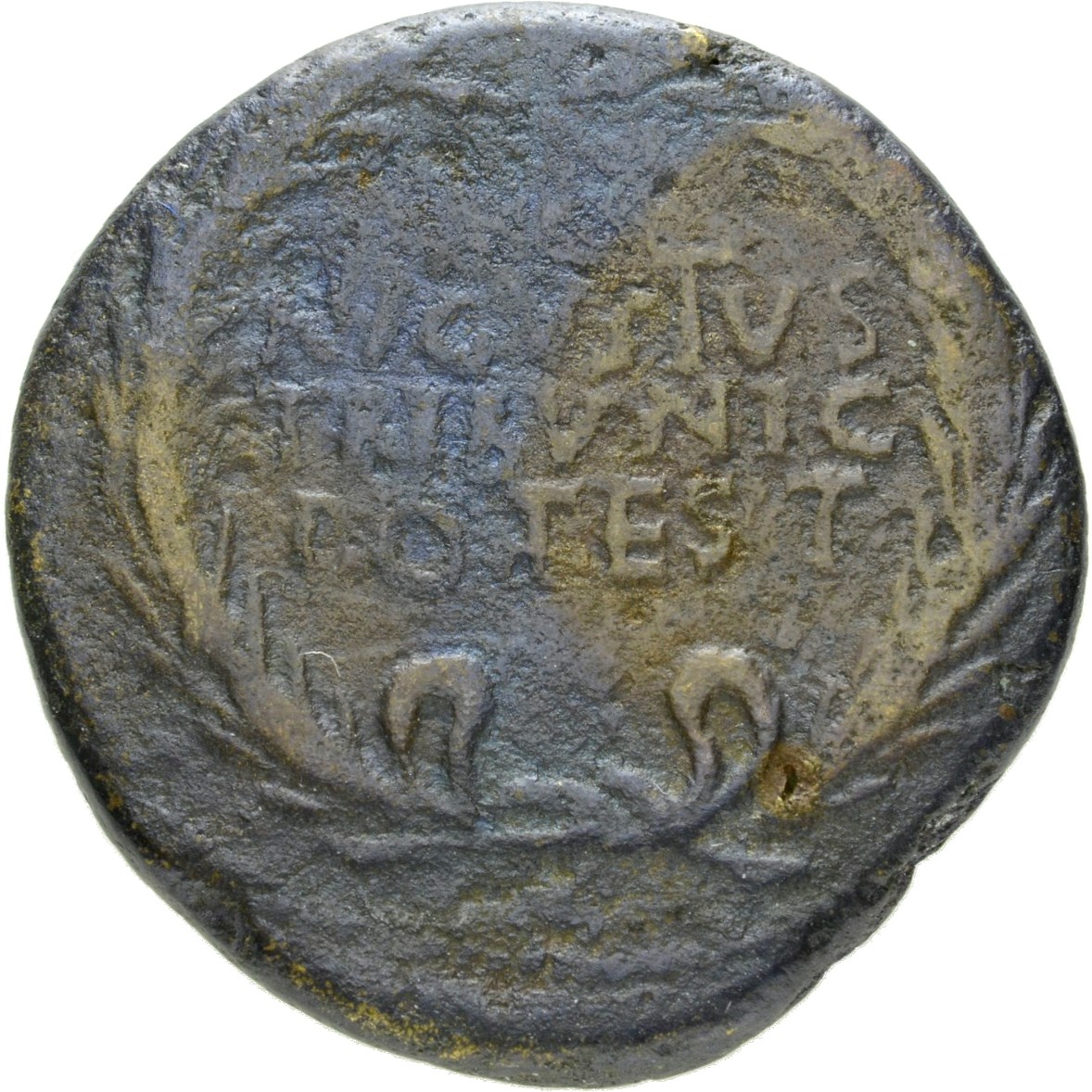 RIC I (second edition) Augustus 375 Augustus obverse, Legend in three lines in oak-wreath