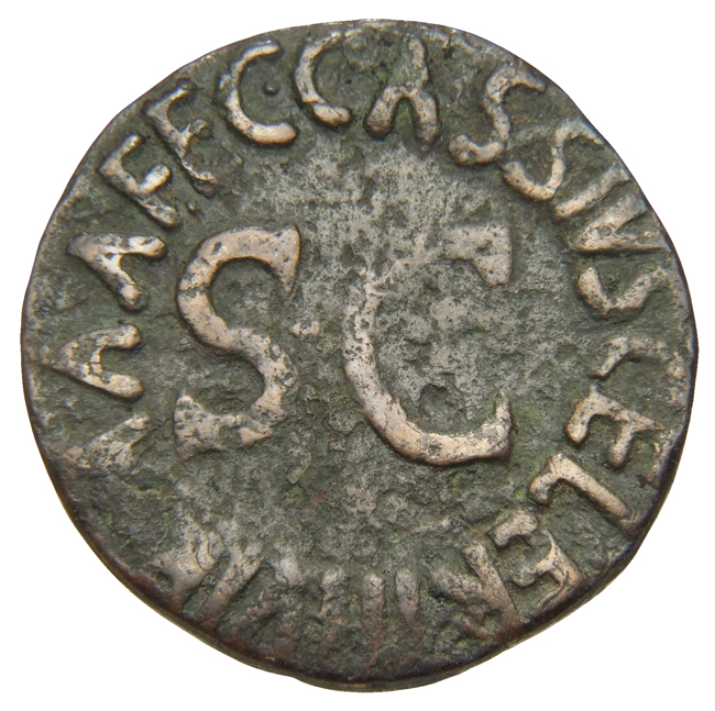 RIC I (second edition) Augustus 376 Augustus reverse, Legend surrounding S C