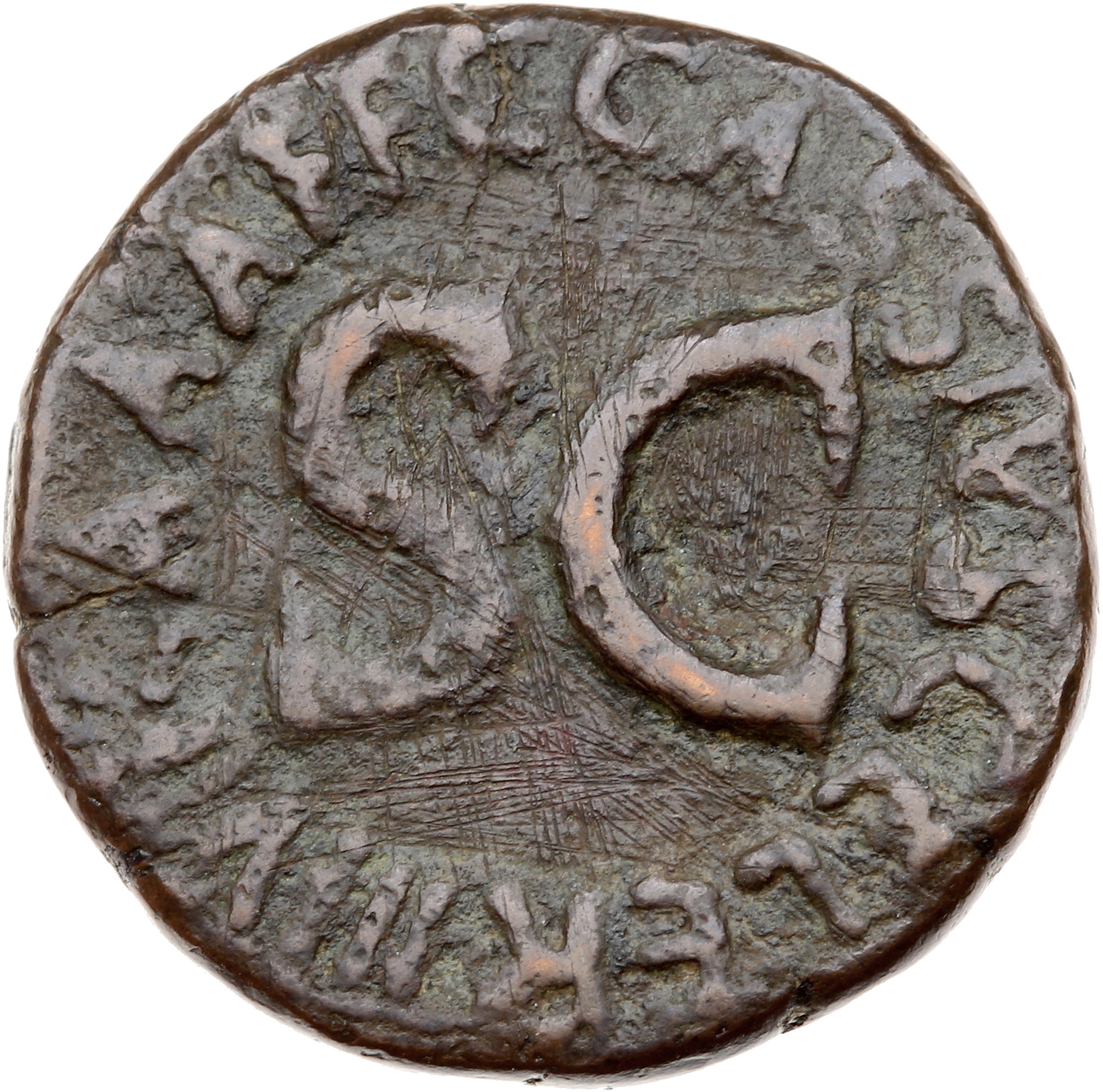RIC I (second edition) Augustus 376 Augustus reverse — Legend surrounding S C