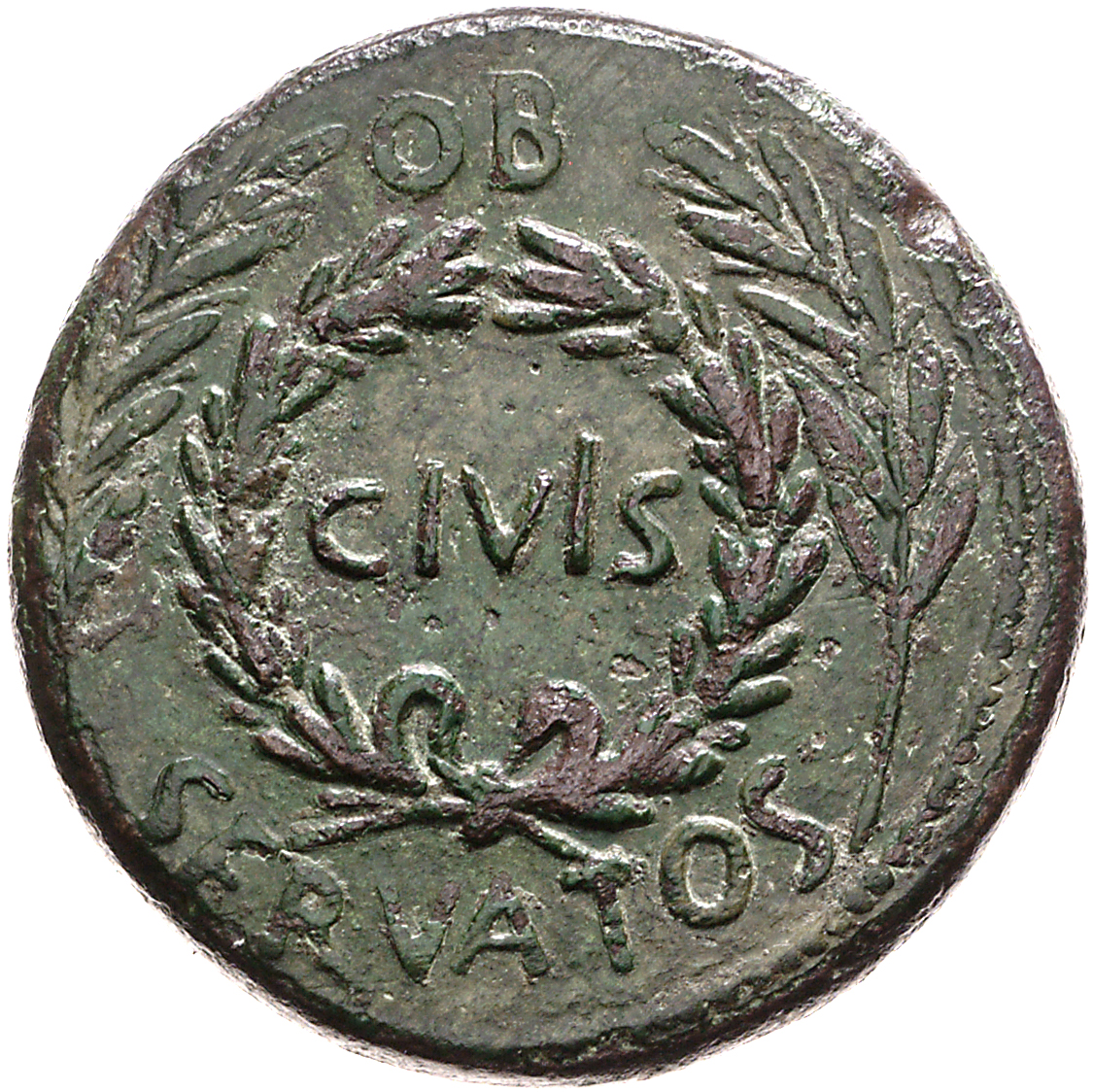 RIC I (second edition) Augustus 377 Augustus obverse, oak-wreath between two laurel branches
