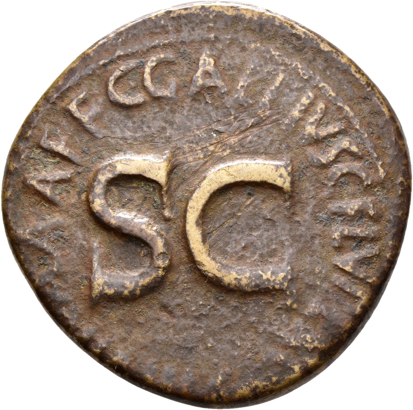 RIC I (second edition) Augustus 377 Augustus reverse — Legend surrounding S C