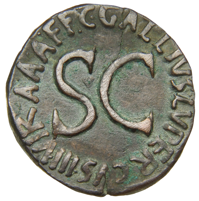 RIC I (second edition) Augustus 379 Augustus reverse, Legend surrounding S C