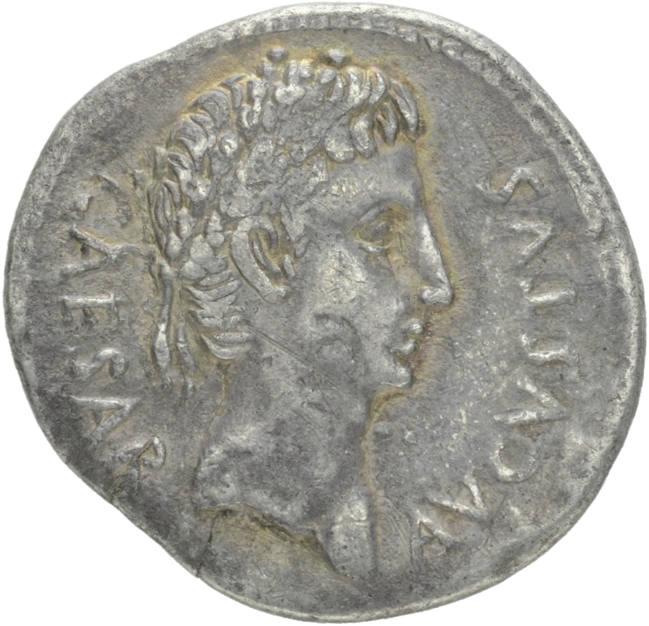 Augustus obverse — Head of Augustus, oak-wreathed, right