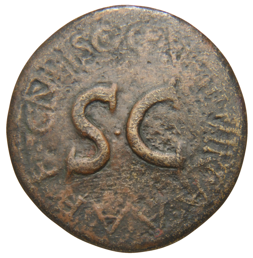 RIC I (second edition) Augustus 380 Augustus reverse — Legend surrounding S C