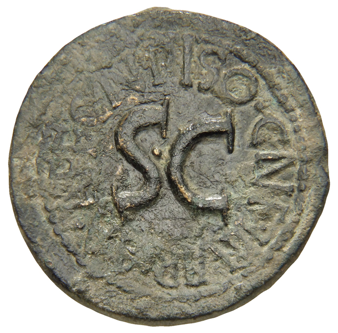 RIC I (second edition) Augustus 381 Augustus reverse, Legend surrounding S C