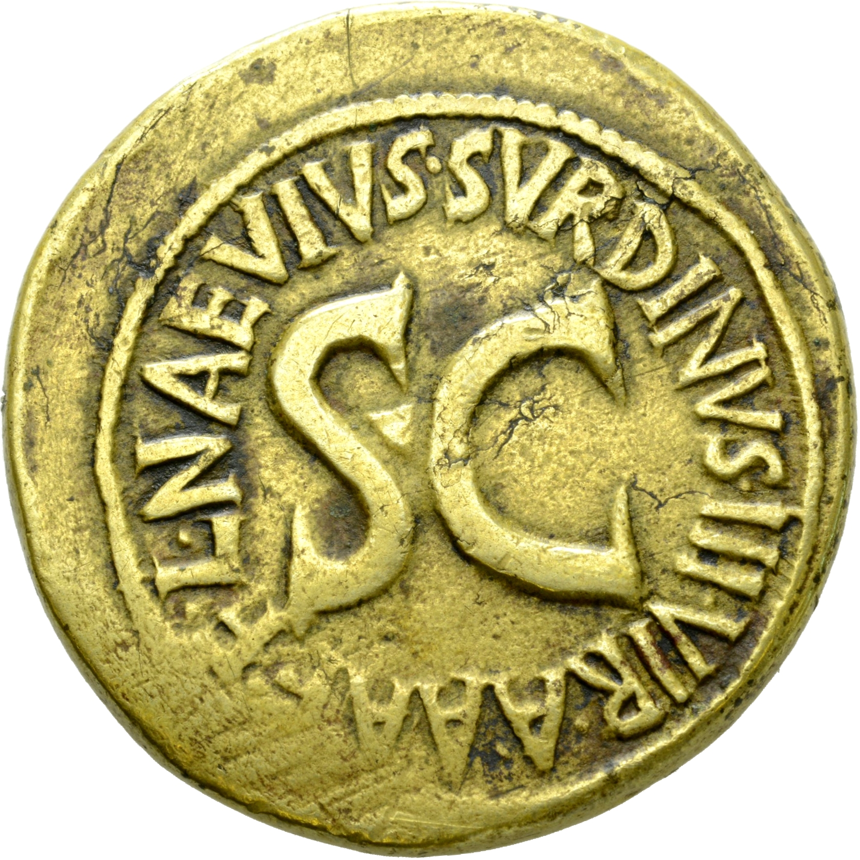 RIC I (second edition) Augustus 383 Augustus reverse, Legend surrounding S C