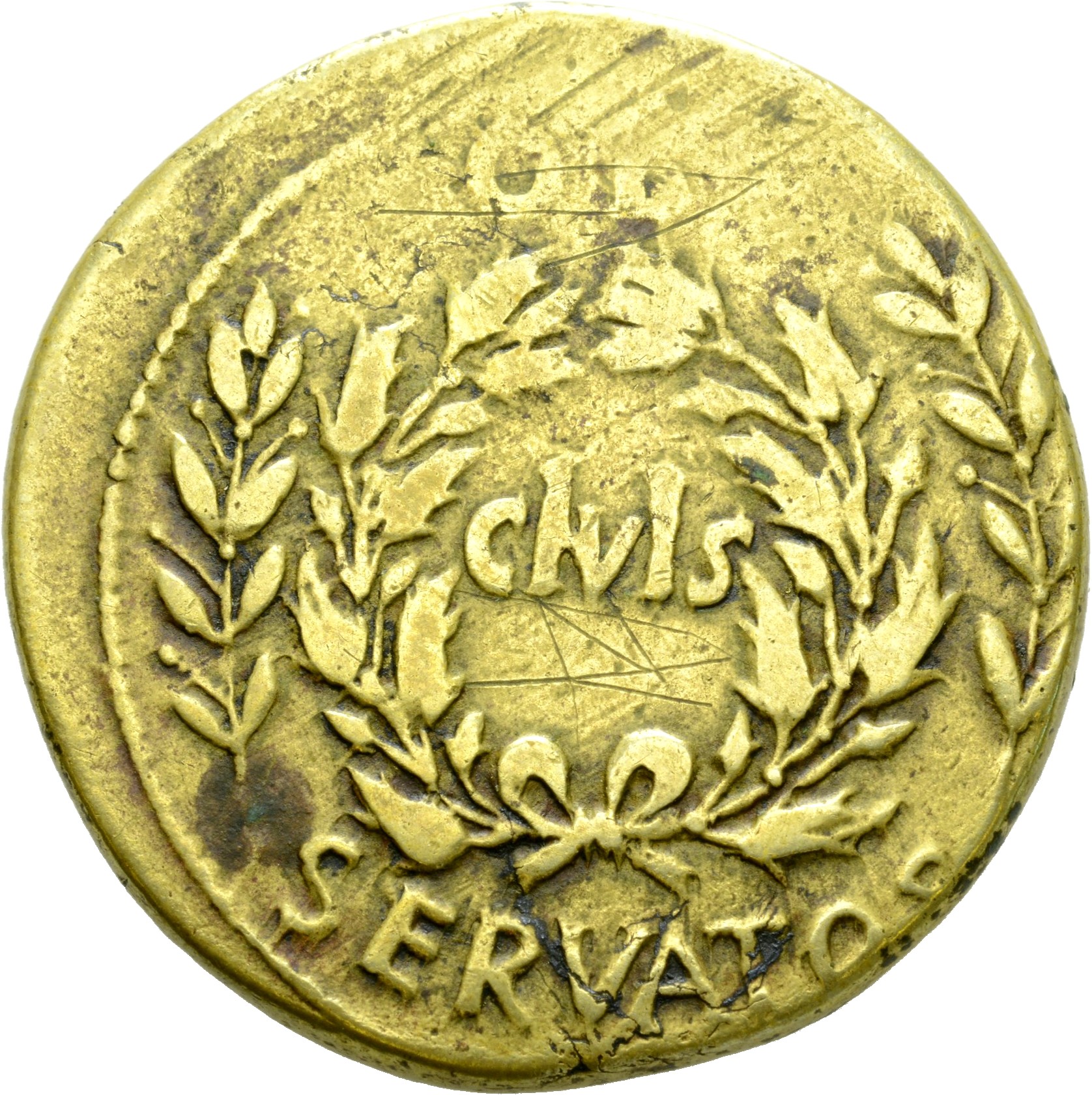 RIC I (second edition) Augustus 383 Augustus obverse — oak-wreath between two laurel branches