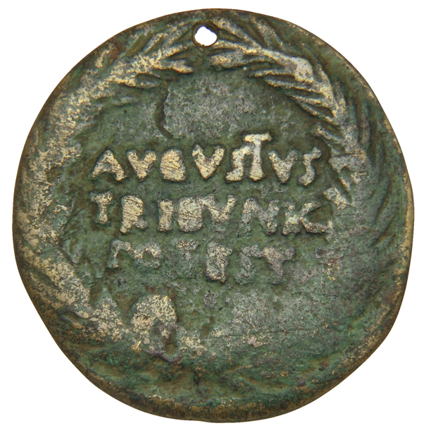 RIC I (second edition) Augustus 384 Augustus obverse, Legend in three lines in oak-wreath