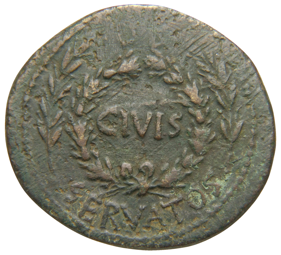 RIC I (second edition) Augustus 387 Augustus obverse, oak-wreath between two laurel branches