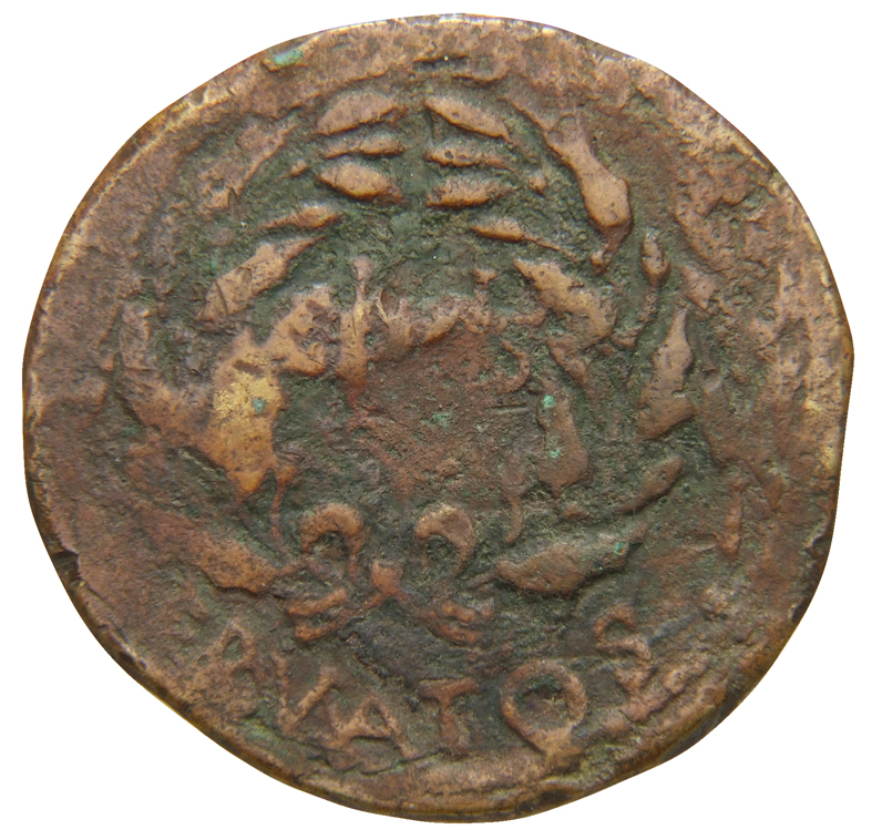 RIC I (second edition) Augustus 387 Augustus obverse — oak-wreath between two laurel branches