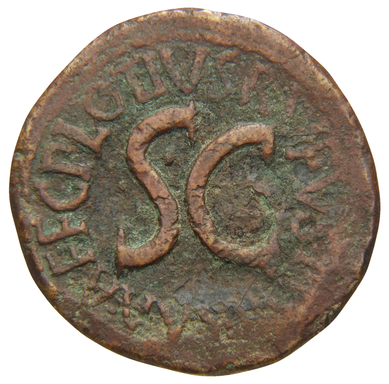RIC I (second edition) Augustus 387 Augustus reverse — Legend surrounding S C