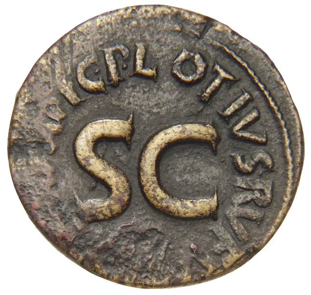 RIC I (second edition) Augustus 388 Augustus reverse, Legend surrounding S C
