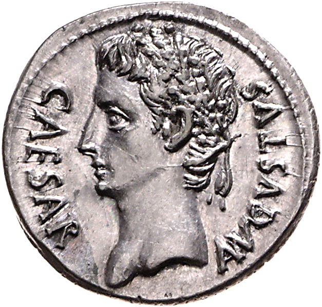 Augustus obverse — Head of Augustus, oak-wreathed, left