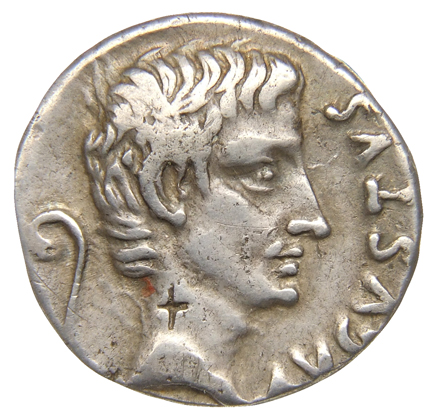 RIC I (second edition) Augustus 398 Augustus obverse, Head of Augustus, bare, right; behind, lituus
