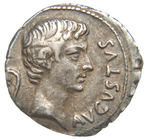 RIC I (second edition) Augustus 399 Augustus obverse, Head of Augustus, bare, right; behind, lituus