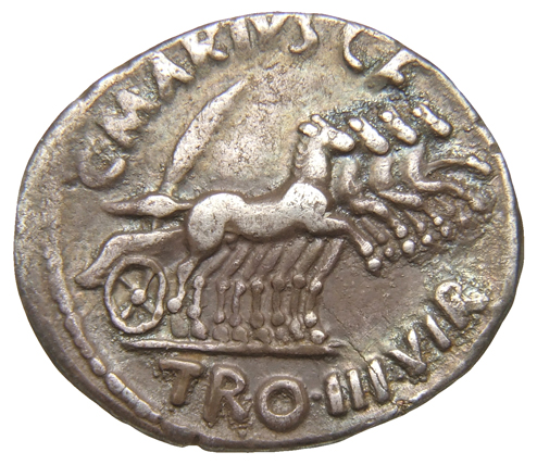 RIC I (second edition) Augustus 399 Augustus reverse, Quadriga right, carrying palm