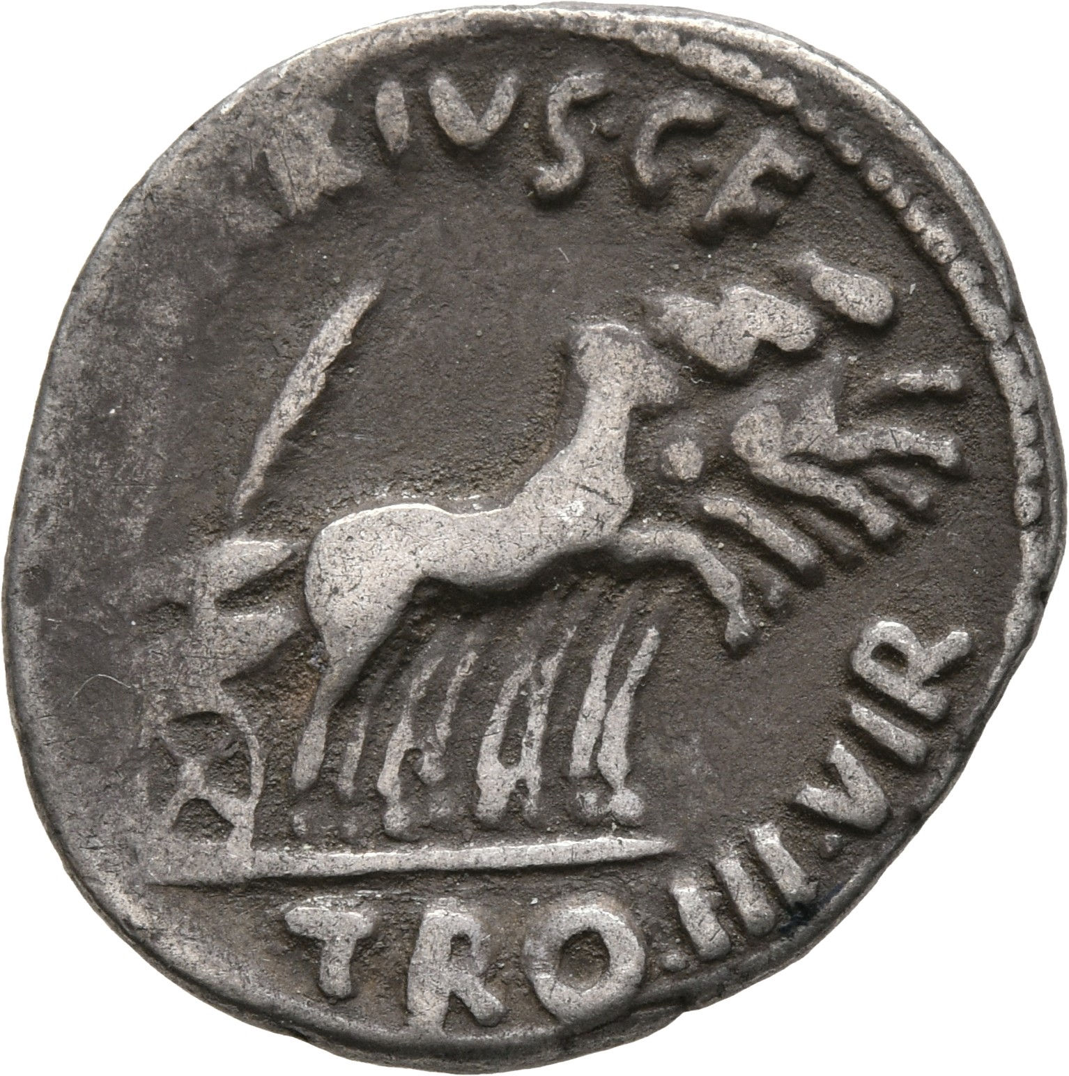 RIC I (second edition) Augustus 399 Augustus reverse, Quadriga right, carrying palm