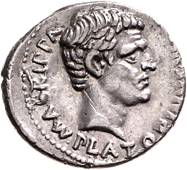 RIC I (second edition) Augustus 408 Augustus reverse, Head of Agrippa, bare, right