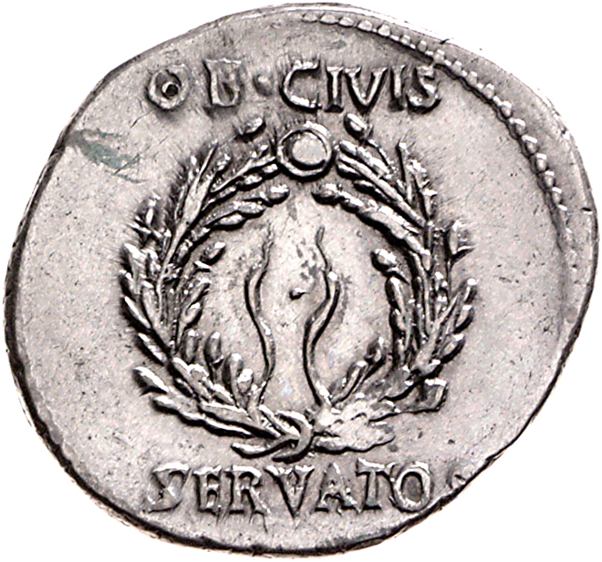 RIC I (second edition) Augustus 40B Augustus reverse, Oak-wreath