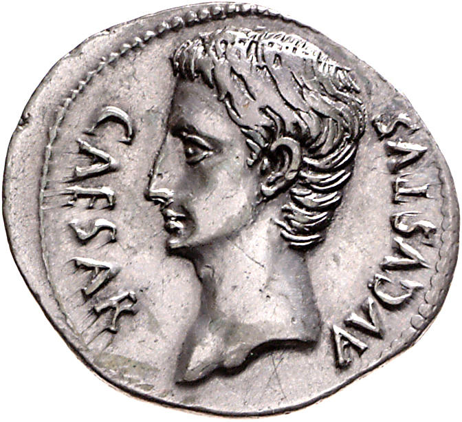 Augustus obverse — Head of Augustus, bare, left