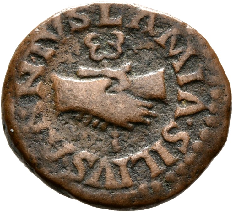 Augustus obverse — Clasped hands holding caduceus