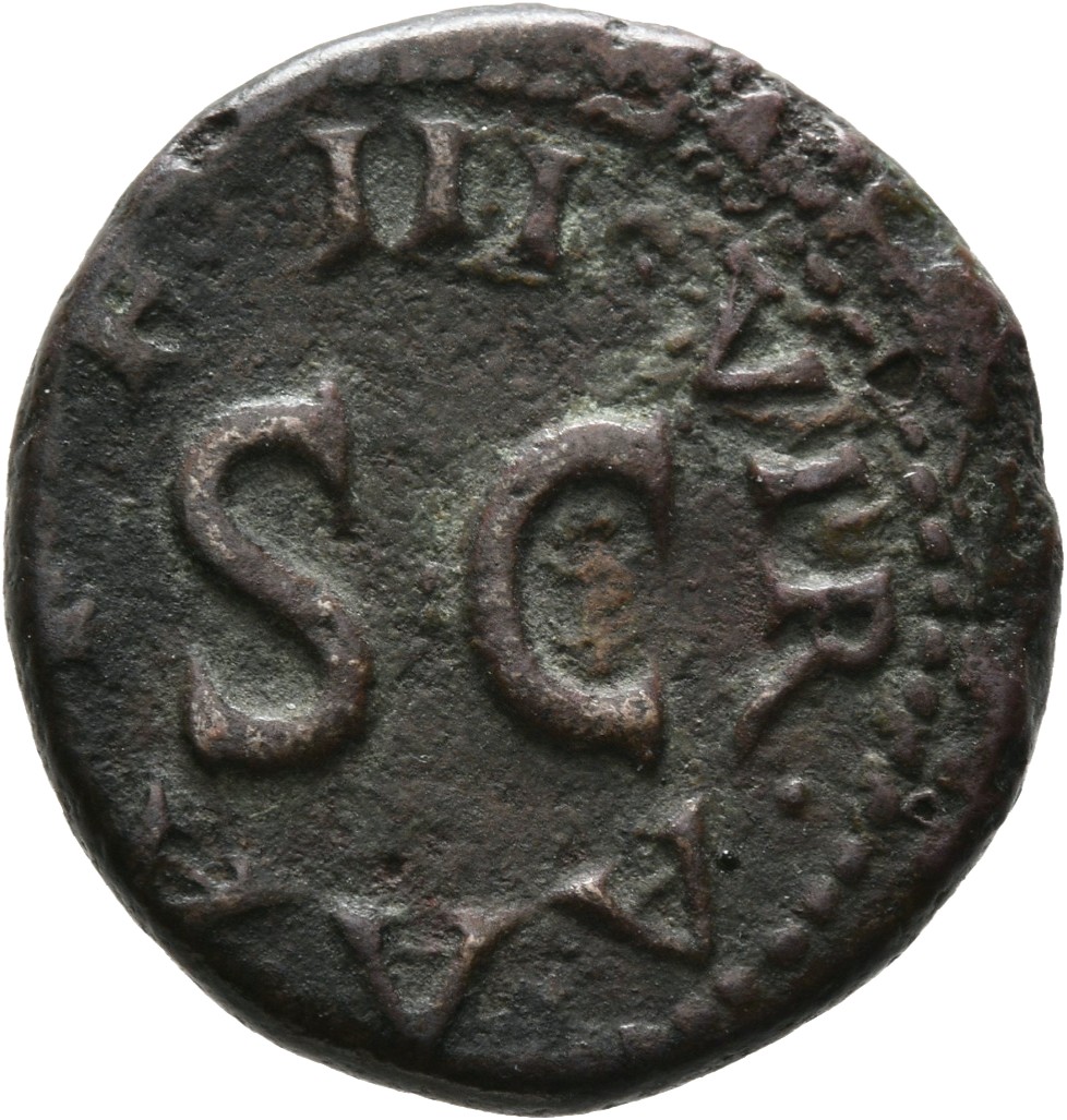 RIC I (second edition) Augustus 421 Augustus reverse, Legend surrounding S C