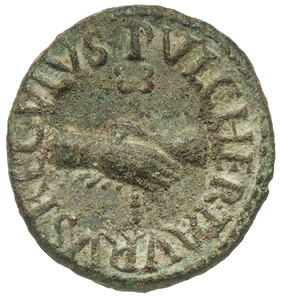 RIC I (second edition) Augustus 423 Augustus obverse, Clasped hands holding caduceus