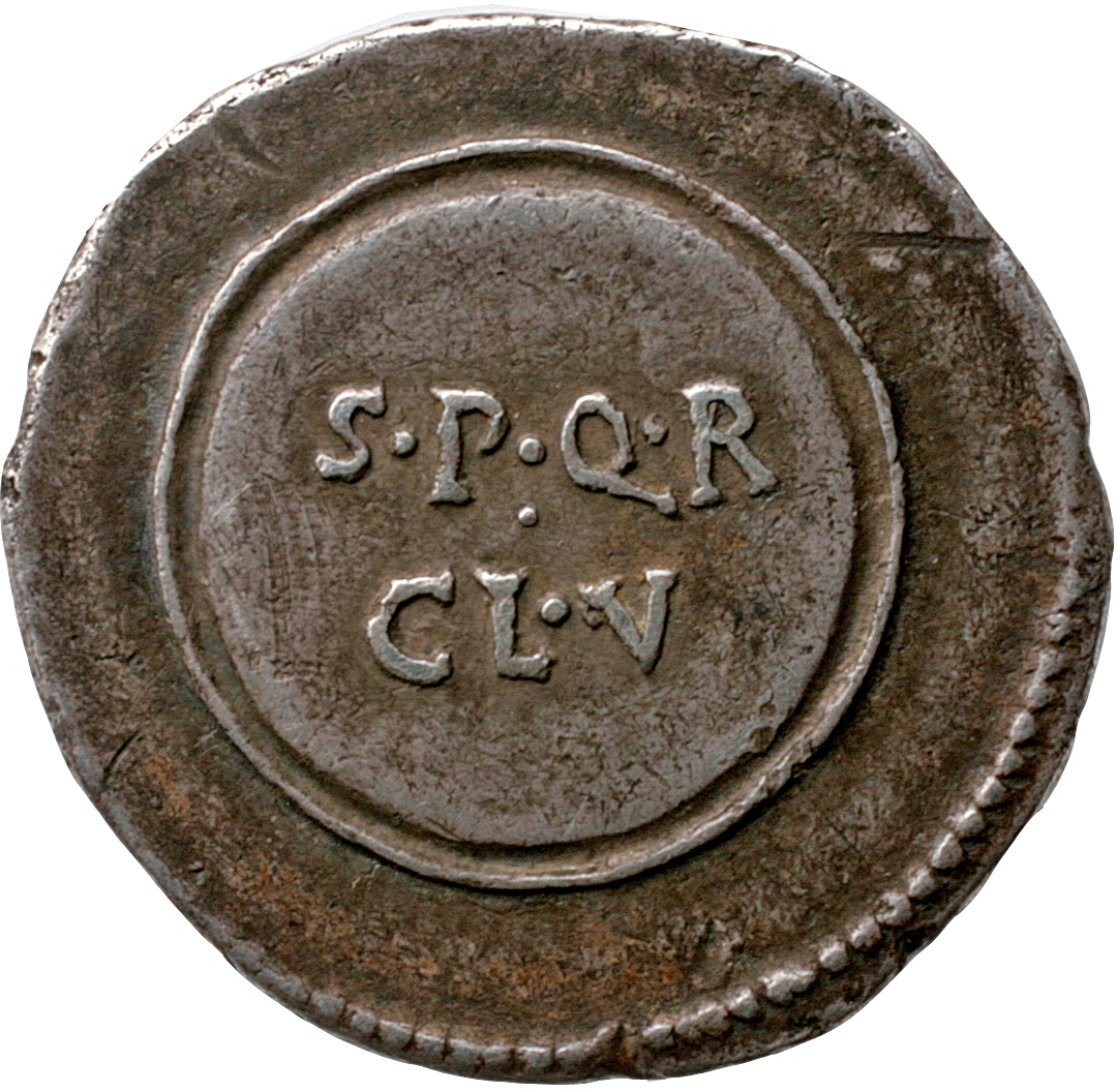 Augustus reverse — Legend in two lines on shield