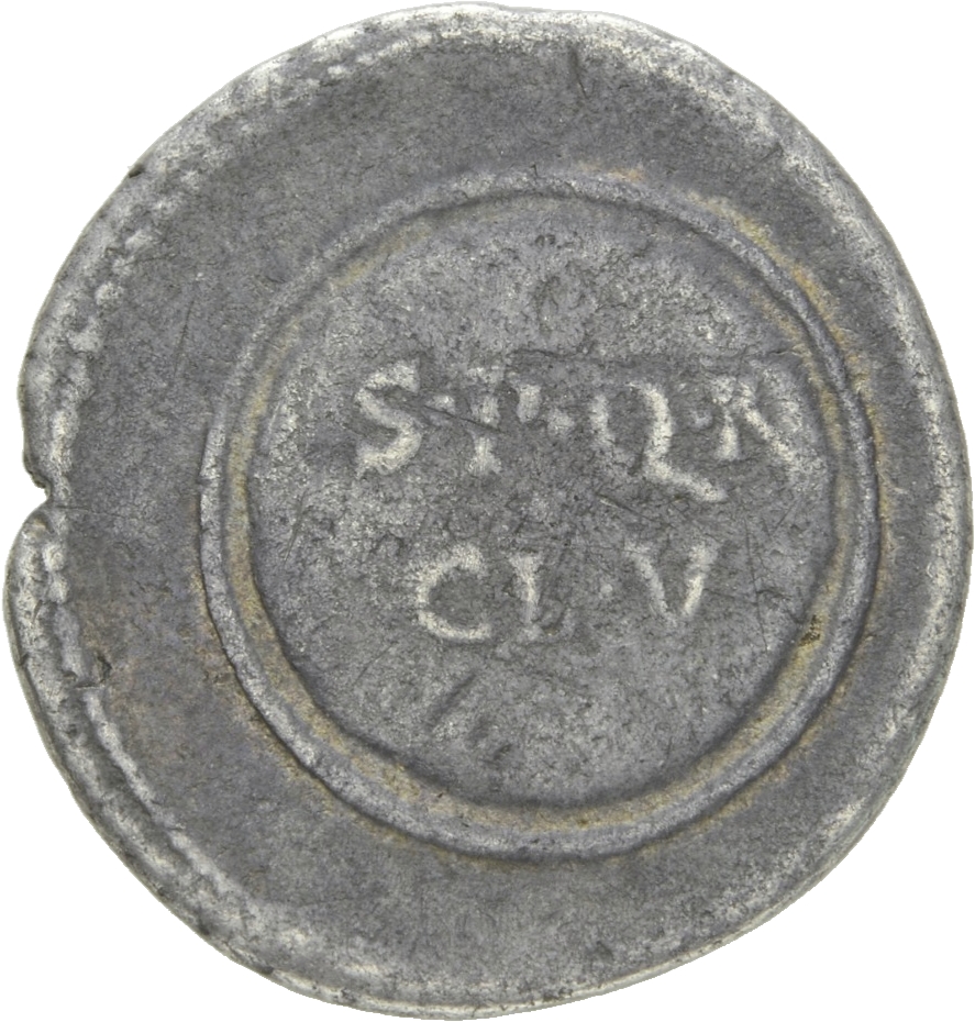 Augustus reverse — Legend in two lines on shield