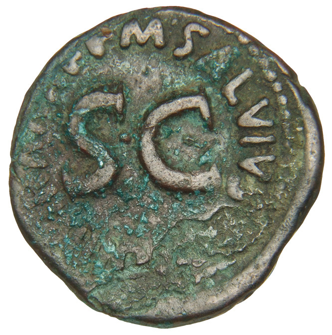 RIC I (second edition) Augustus 432 Augustus reverse, Legend surrounding S C