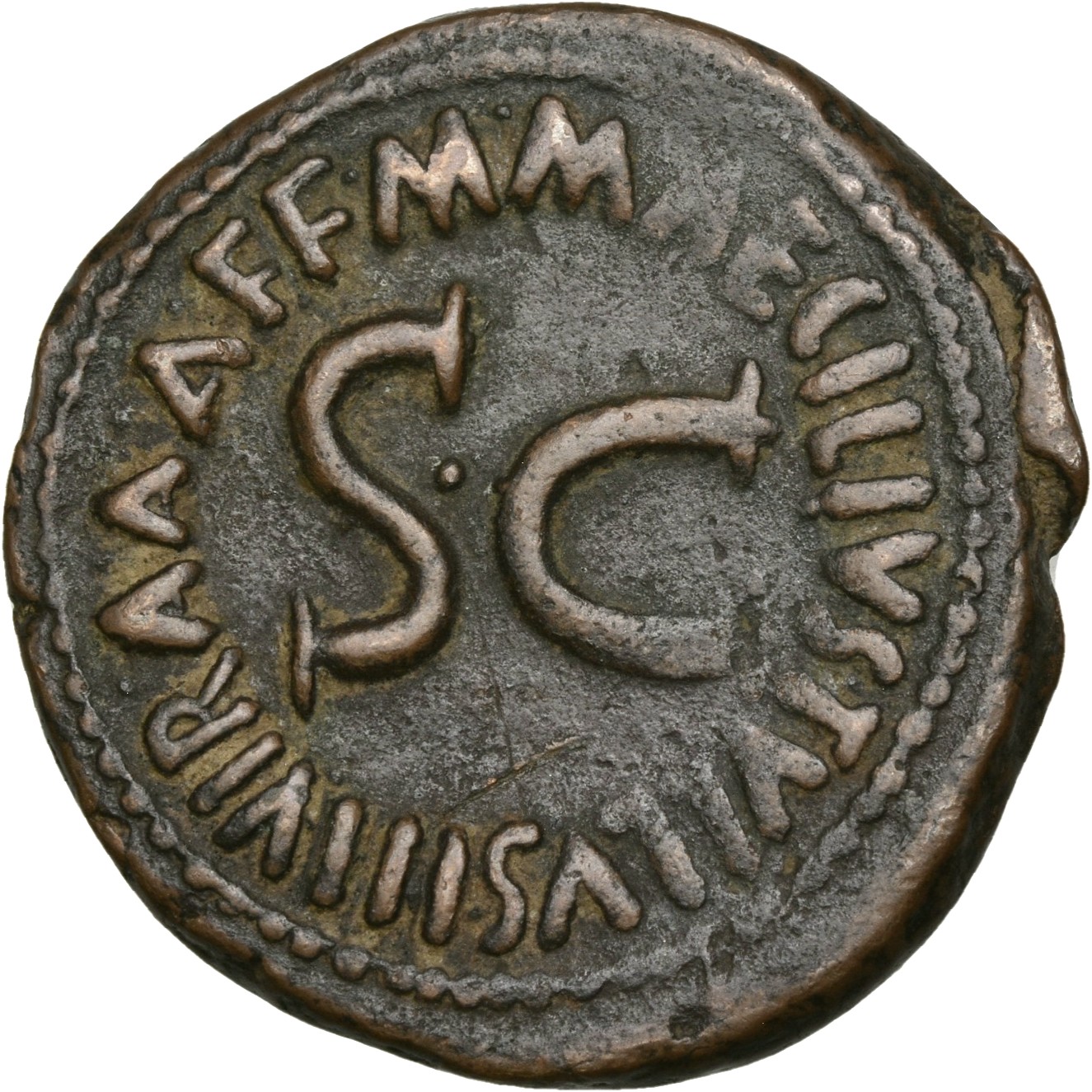 RIC I (second edition) Augustus 436 Augustus reverse — Legend surrounding S C