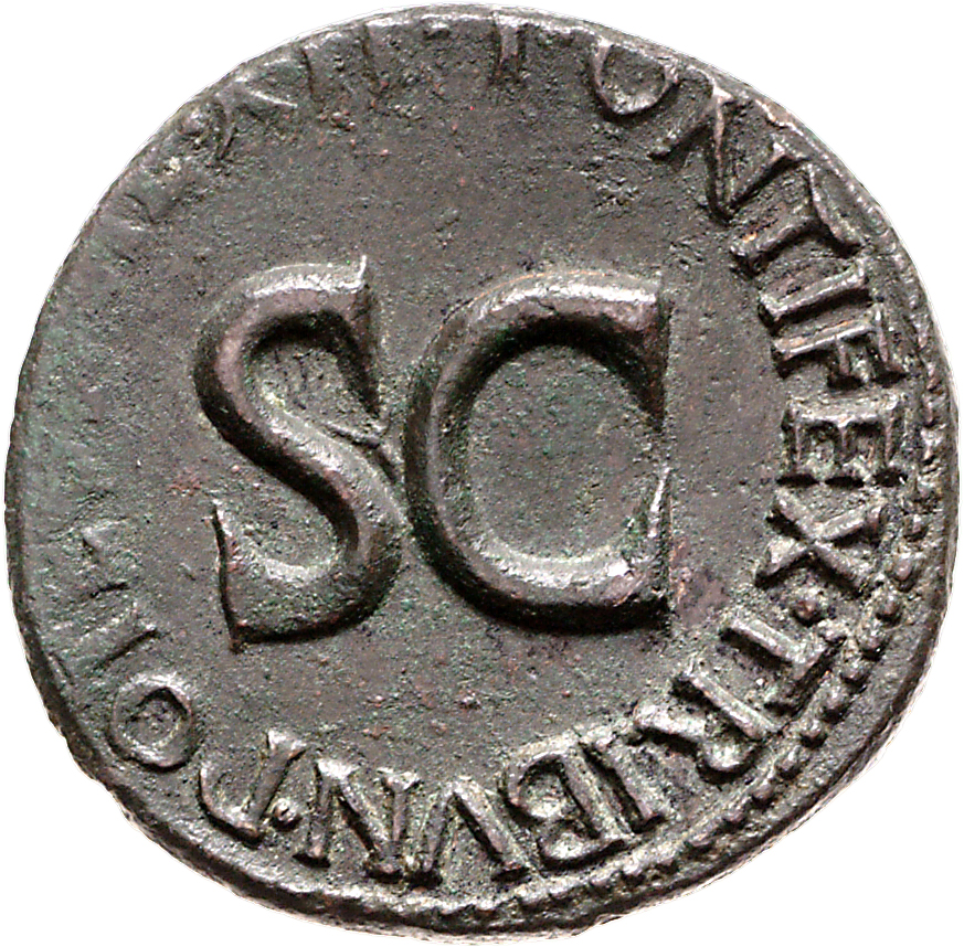 RIC I (second edition) Augustus 469 Augustus reverse, Legend surrounding S C