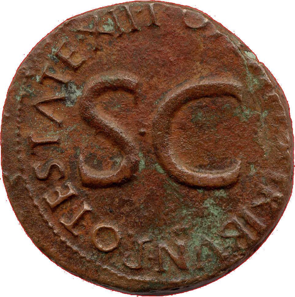 RIC I (second edition) Augustus 470 Augustus reverse — Legend surrounding S C