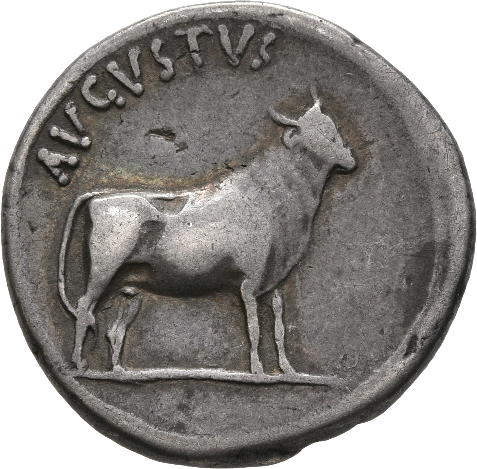 RIC I (second edition) Augustus 475 Augustus reverse, Young bull standing right, head erect