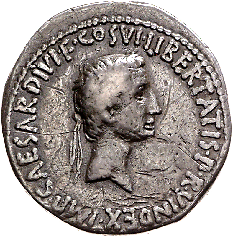 Augustus obverse — Head of Augustus, bare, right