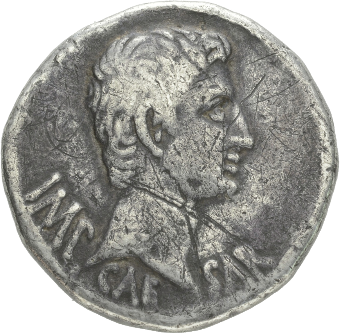 Augustus obverse — Head of Augustus, bare, right
