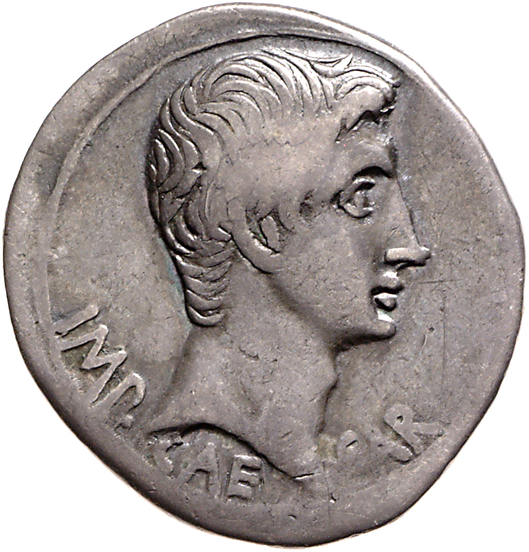 Augustus obverse — Head of Augustus, bare, right