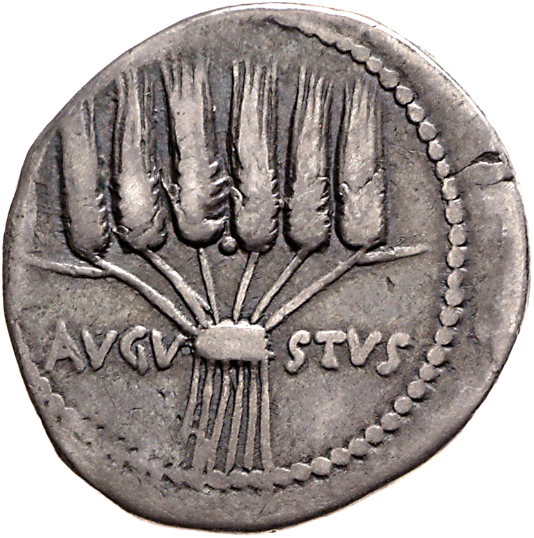 Augustus reverse — Six grain stalks knotted in a bundle