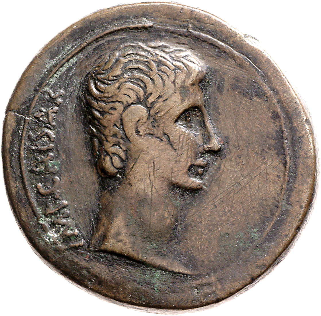 Augustus obverse — Head of Augustus, bare, right