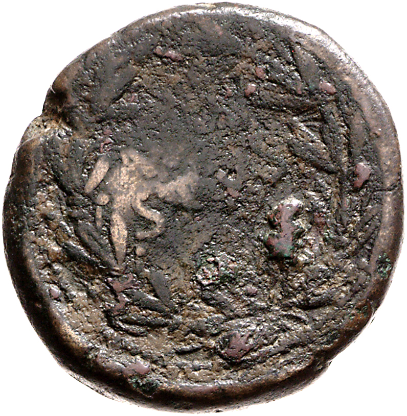 Augustus reverse — Legend in two lines in laurel wreath