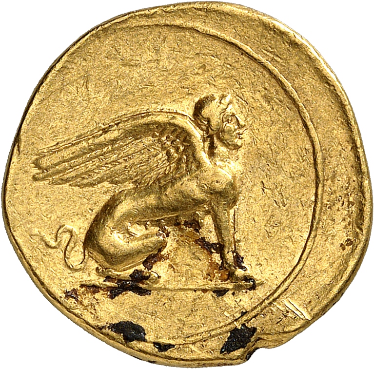 RIC I (second edition) Augustus 512 Augustus reverse, Sphinx seated right